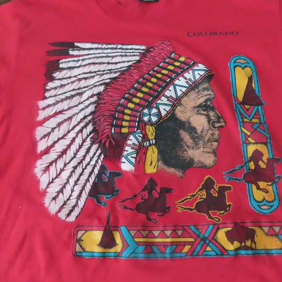 VTG Screen Stars Colorado native american Single Stitch 90s 50/50 Sz L - Picture 2 of 4